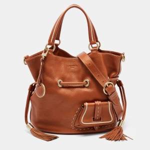 Lancel Brown Grained Leather Premiere Flirt Bucket Bag