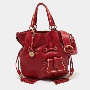 Lancel Red Leather Premier Flirt Bucket Bag