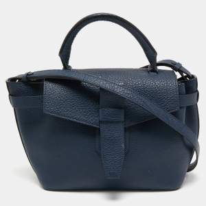 Lancel Blue Leather Charlie Top Handle Bag