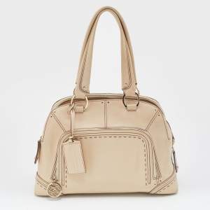 Lancel Beige Leather Adjani Satchel