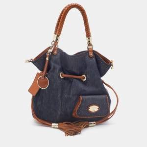 Lancel Blue/Brown Denim and Leather Premier Flirt Bucket Bag
