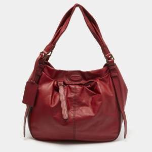 Lancel Red Leather Angelina Hobo