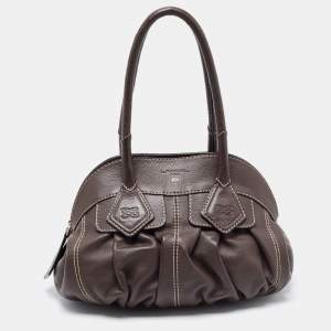 Lancel Choco Brown Leather Gousset Satchel