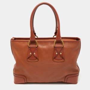 Lancel Brown Leather Zip Tote