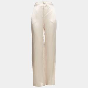 Lanvin Cream Satin Wide-Leg Trousers XL