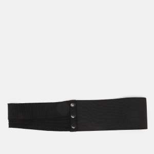 Lanvin Black Elastic and Fabric Snap Waist Belt 