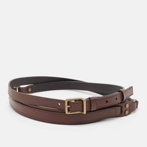 Lanvin Dark Brown Leather Double Waist Buckle Belt