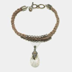 Lanvin Crystal Fabric Glass Two Tone Necklace