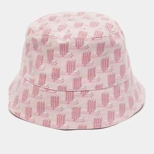 Lanvin Pink Geometric Print Coated Cotton Bucket Hat 