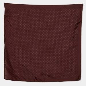 Lanvin Burgundy Polkadots Print Silk Handkerchief 