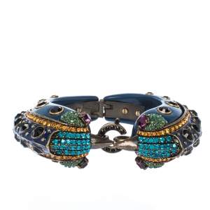 Lanvin Blue Crystal Embellished Bird Cuff Bracelet
