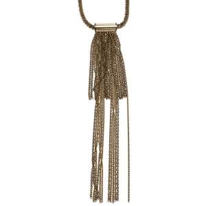 Lanvin Chain Link Gold Tone Long Tassel Statement Necklace