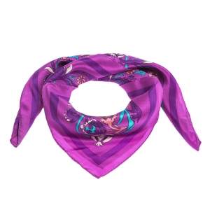 Lanvin Purple Floral Print Silk Square Scarf