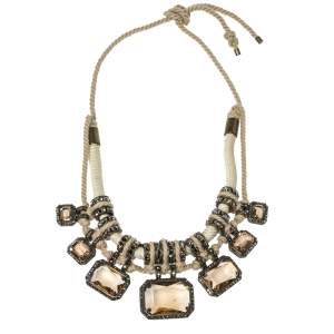 Lanvin Pale Orange Pavé Crystal Embellished Rope Necklace