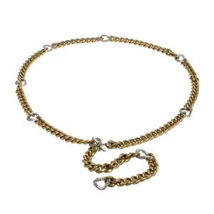 Lanvin Crystal Embellished Two Tone Curb Chain Blet 155 CM