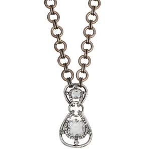 Lanvin Crystal Embedded Pendant Ribbon Necklace