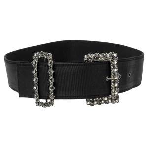 Lanvin Black Fabric Crystal Embellished Buckle Waist Belt Belt 70CM
