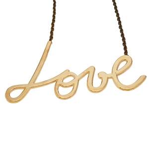 Lanvin Gold Tone Love Pendant Necklace