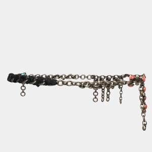 Lanvin Crystal Plastic Fabric Two Tone Gold Chain Belt