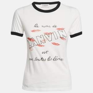 Lanvin White Printed Cotton Jersey T-Shirt S
