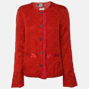 Lanvin Red Viscose Button Front Cardigan S