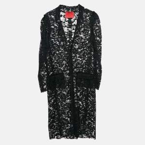 Lanvin Black Floral Lace Full Sleeve Shrug M