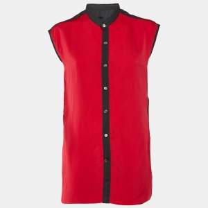 Lanvin Pink & Black Sleeveless Button Front Shirt M