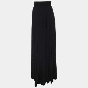 Lanvin Black Stretch Satin Maxi Skirt M