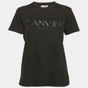 Lanvin Black Logo Embroidered Cotton Jersey T-Shirt M