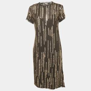 Pre Owned Lanvin Black Sequin Embellished Jersey Short Dress S
