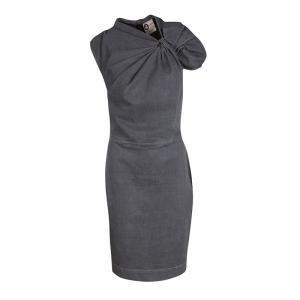 Pre Owned Lanvin X Acne Grey Washed Denim Twist Front Detail Sleeveless Dress M