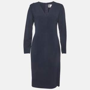 مملوكة مسبقًا فستان لانفان كريب أزرق كحلي قصير متوسط