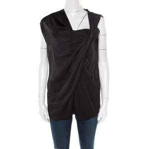 Lanvin Black Draped Sleeveless Top M