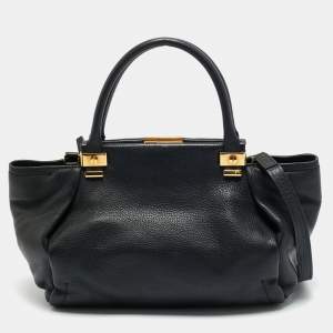 Pre Owned Lanvin Black Leather Trilogy Tote