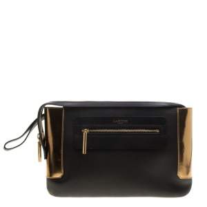 Lanvin Black/Gold Leather Le Jour Clutch