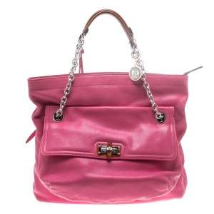 Lanvin Pink Leather Chain Shoulder Bag