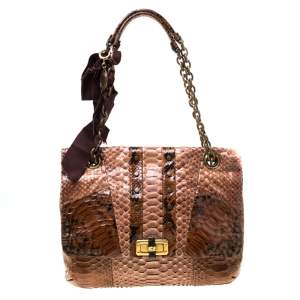 Pre Owned Lanvin Brown Python Happy Shoulder Bag