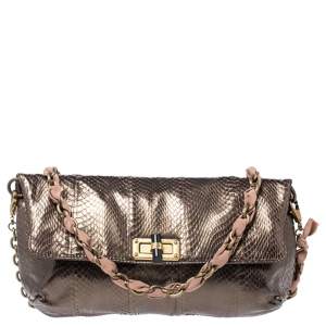 Pre Owned Lanvin Metallic Python Happy Shoulder Bag