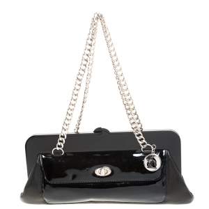Lanvin Black Leather Lucite Frame Chain Shoulder Bag
