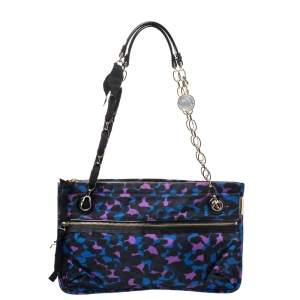Pre Owned Lanvin Multicolor Printed Nylon and Patent Leather Shoulder Bag