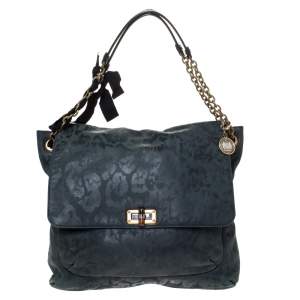 Pre Owned Lanvin Green Leather Happy Shoulder Bag