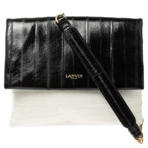 Lanvin Black/Cream Textured Leather Sugar Shoulder Bag
