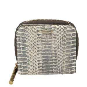 Lanvin Grey/White Python Zip Around Compact Wallet