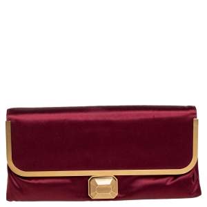 Lanvin Burgundy Satin Clutch