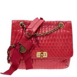 Pre Owned Lanvin Red Quilted Leather Happy Shoulder Bag