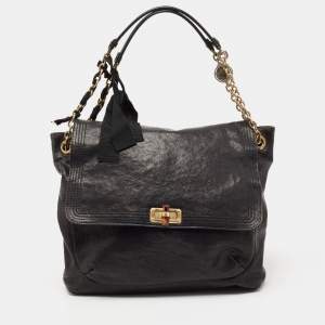 Lanvin Black Leather Happy Shoulder Bag