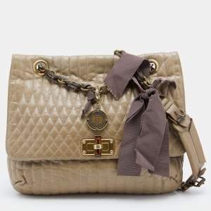 Pre Owned Lanvin Beige Quilted Leather Happy Shoulder Bag
