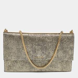 Lanvin Gold Leather Flap Chain Clutch