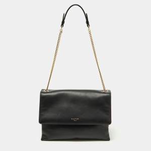 Lanvin Black Leather Flap Shoulder Bag