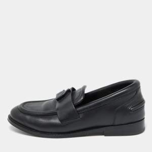 Lanvin Black Leather Slip on Loafers Size 41